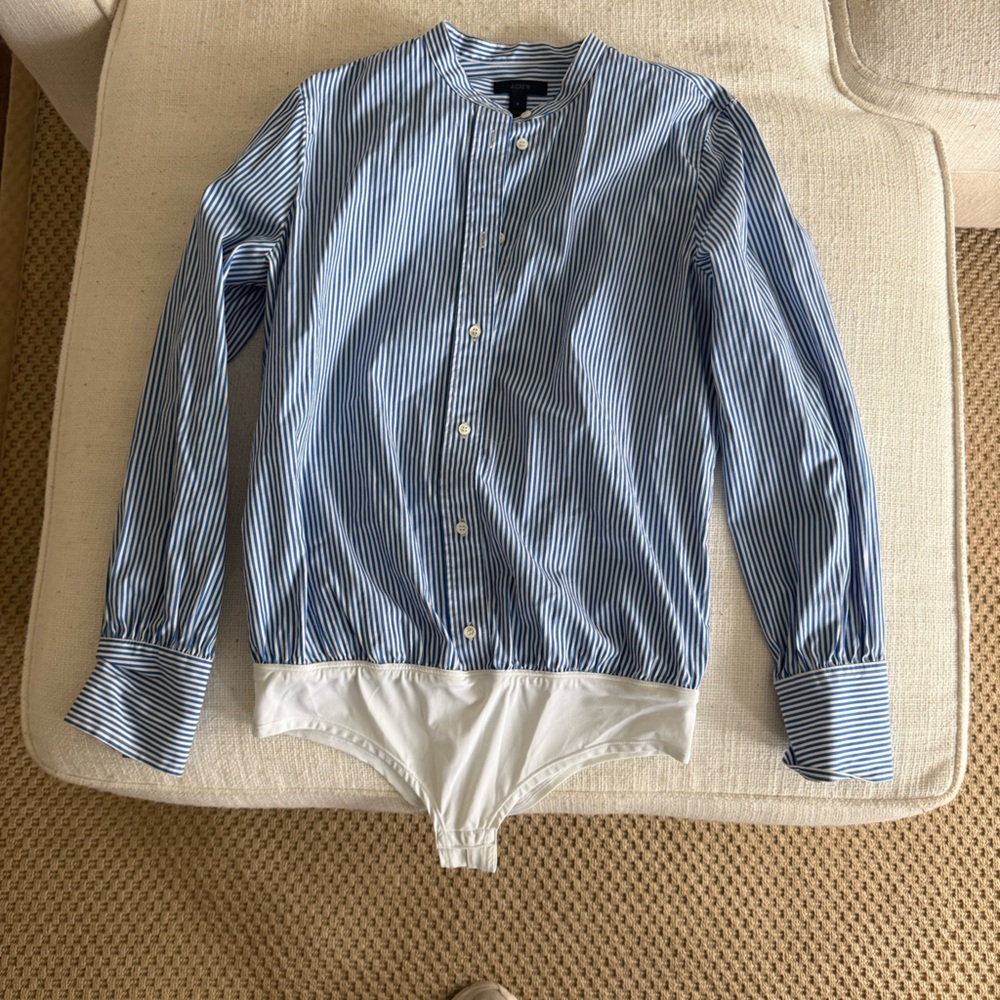 J. Crew Blue and White Striped Dress Shirt